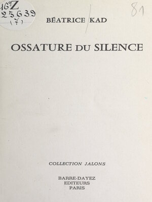 cover image of Ossature du silence